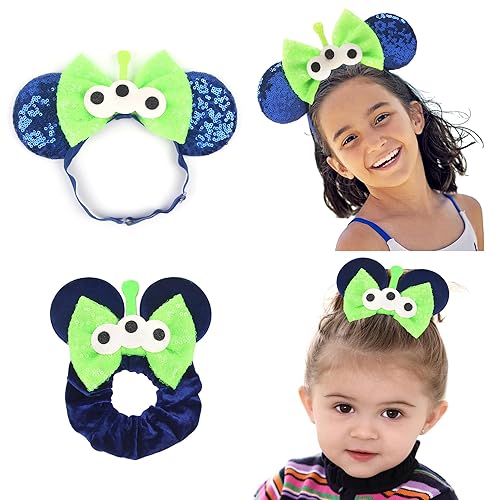 Miniatura 9 de bianbaistar Lazos para recién nacidos, lazos elásticos ajustables para el pelo, diadema ajustable con orejas de ratón, accesorios esenciales para