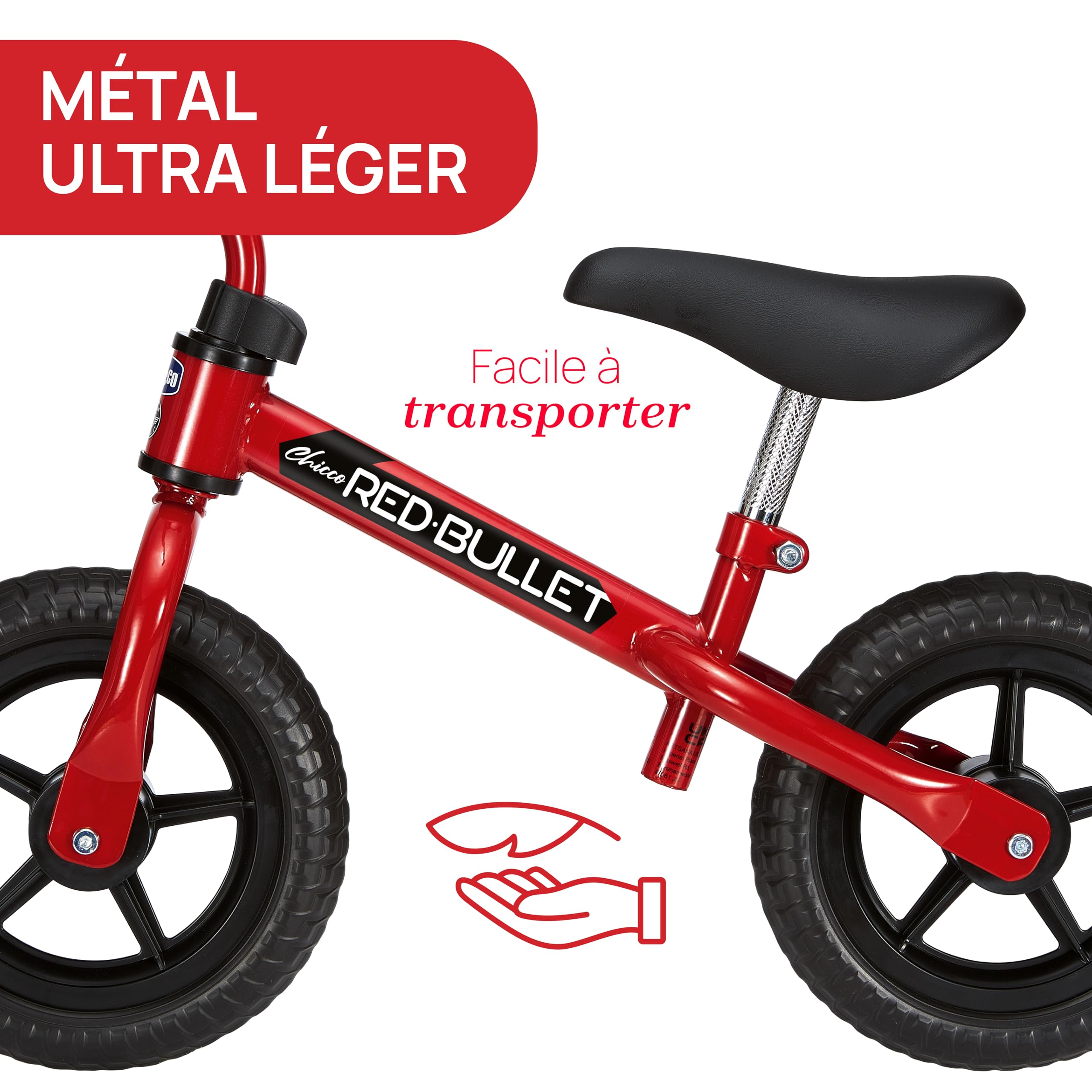 Chicco Draisienne Bébé, Velo sans Pédales pour Enfants de 2 à 5 Ans, avec Guidon et Selle Réglables, 25 Kg Maxi, Rouge , Velo enfant 3 ans, Jeux