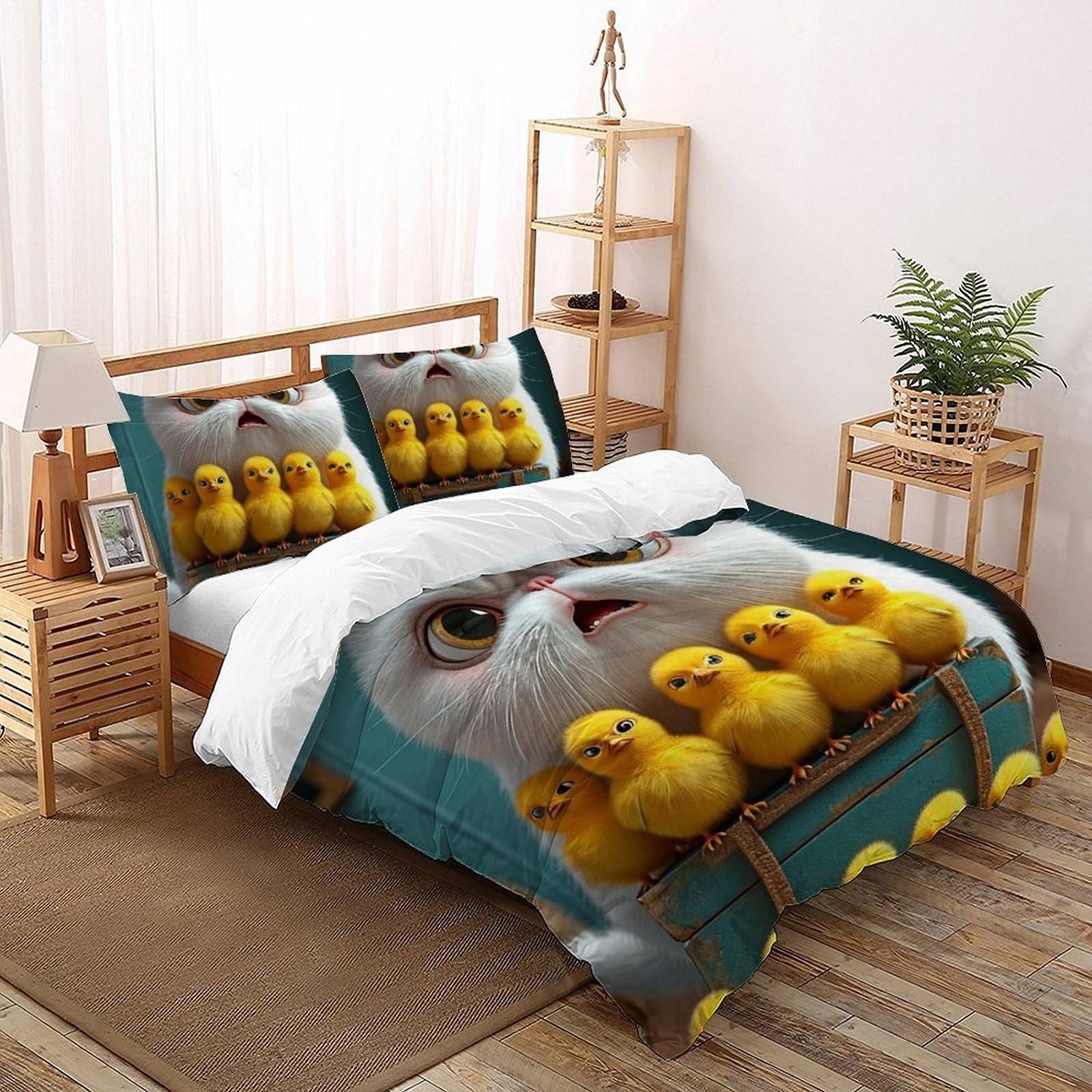 Housse de couette chat et poulet, le cadeau parfait pour émerveiller vos enfants passionnés