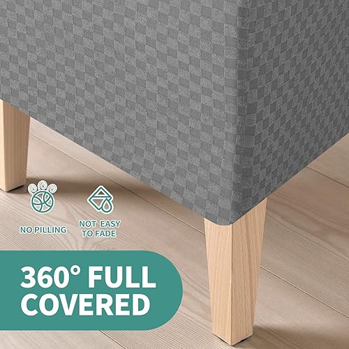 Miniatura 5 de YEMYHOM Juego de funda de 4 piezas de funda para sofá de tamaño grande + funda otomana de tamaño grande (gris claro)