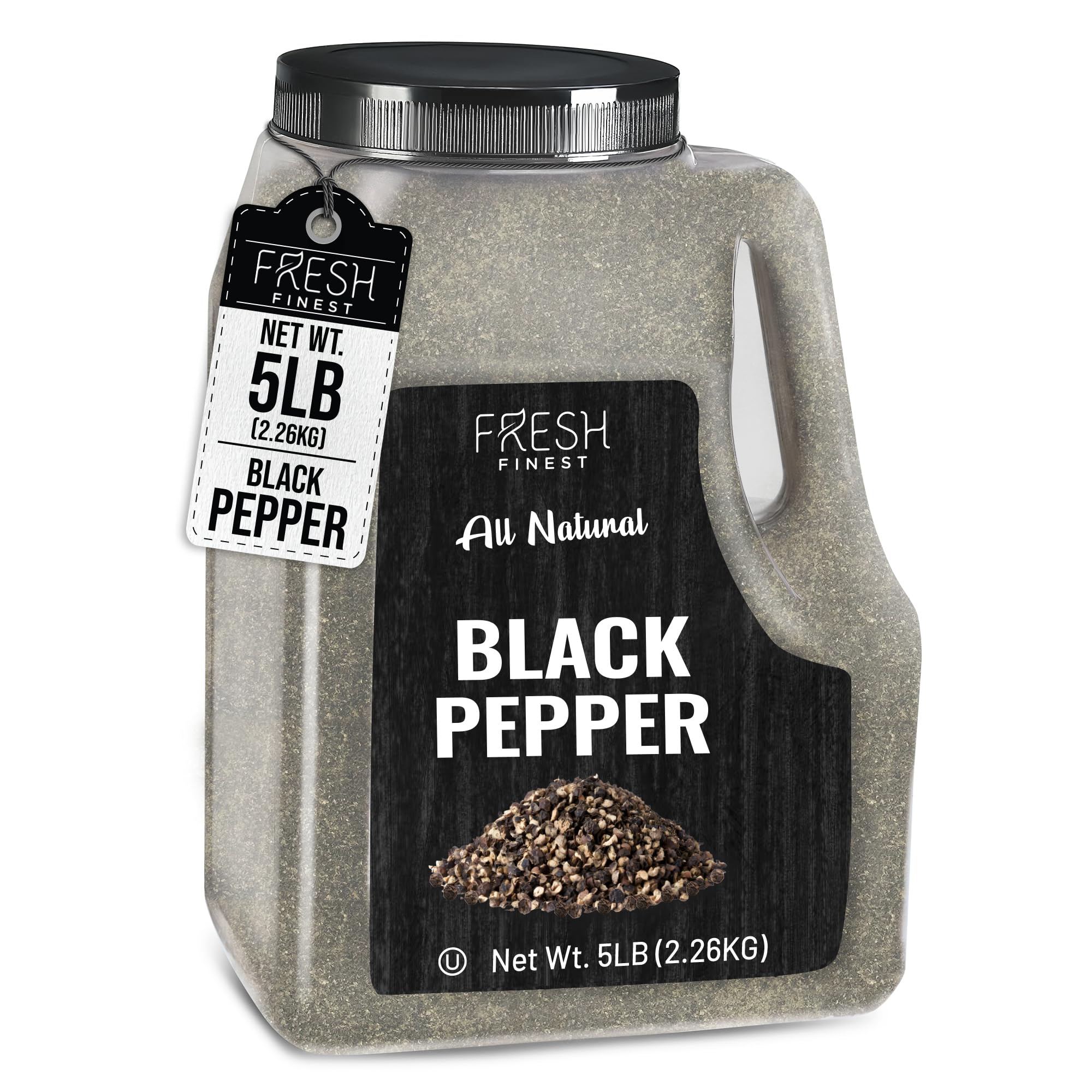 Fresh Finest 5 LB. Black Pepper, Bulk, Kosher, Black Pepper Ground For Commercial and Home Cooking 5 LB Black Pepper Freshly Packed at the Source, Kosher, Non-GMO