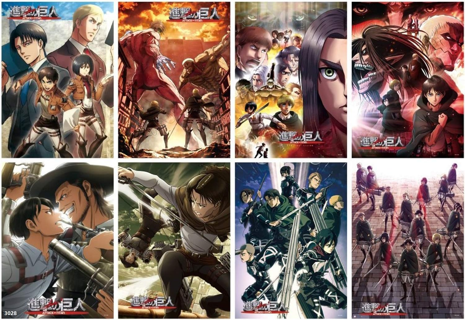 LebriTamFa Hot Anime Posters Wall Poster Print (Attack on Titan, 8Pcs)