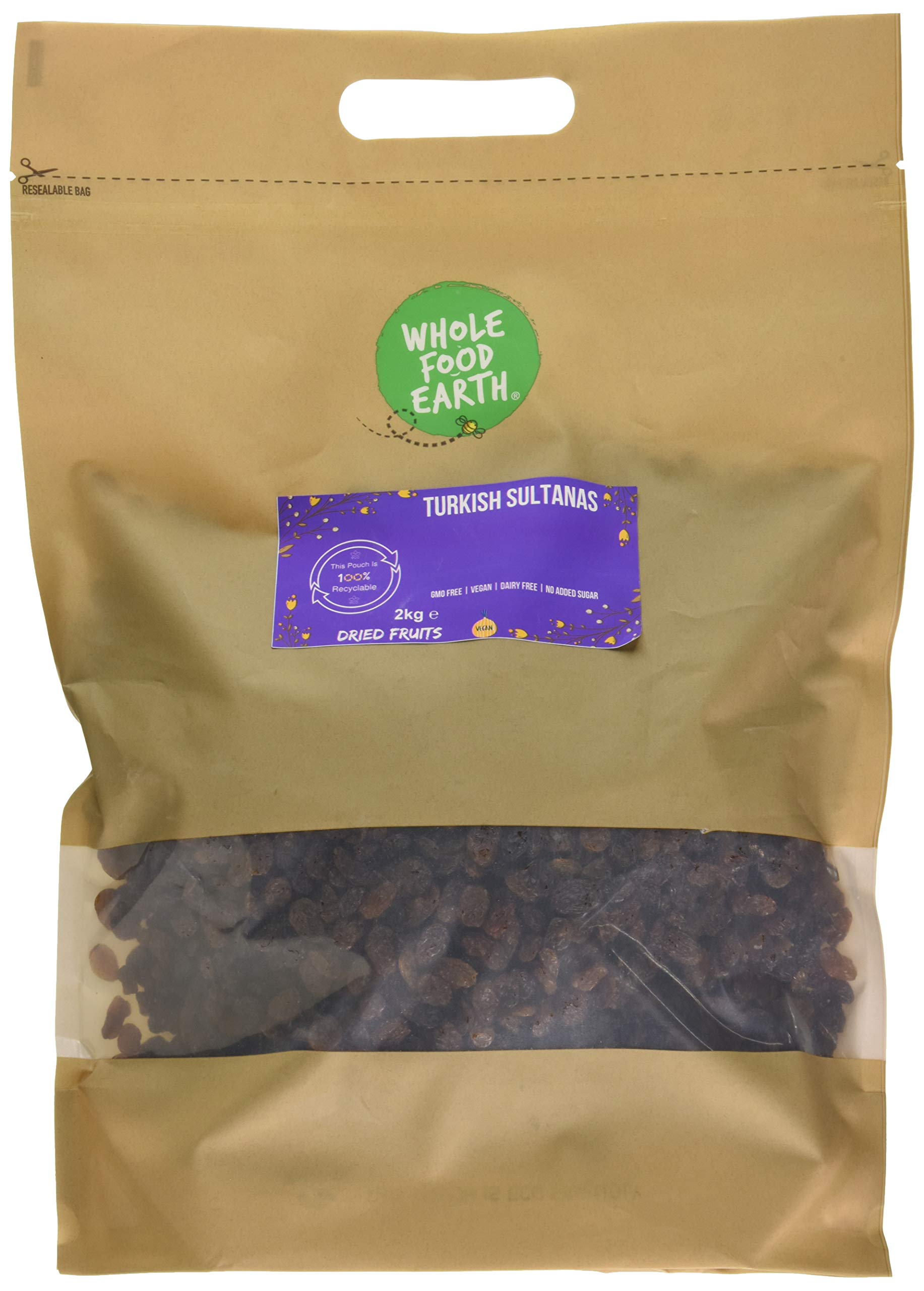 Wholefood Earth Turkish Sultanas 2 kg | GMO Free