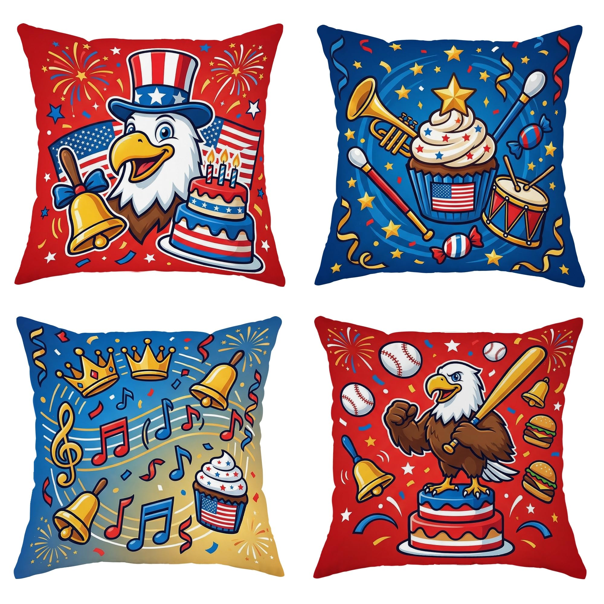 Housse de coussin motif aigle lot de 4 pour renover un canape fatigue
