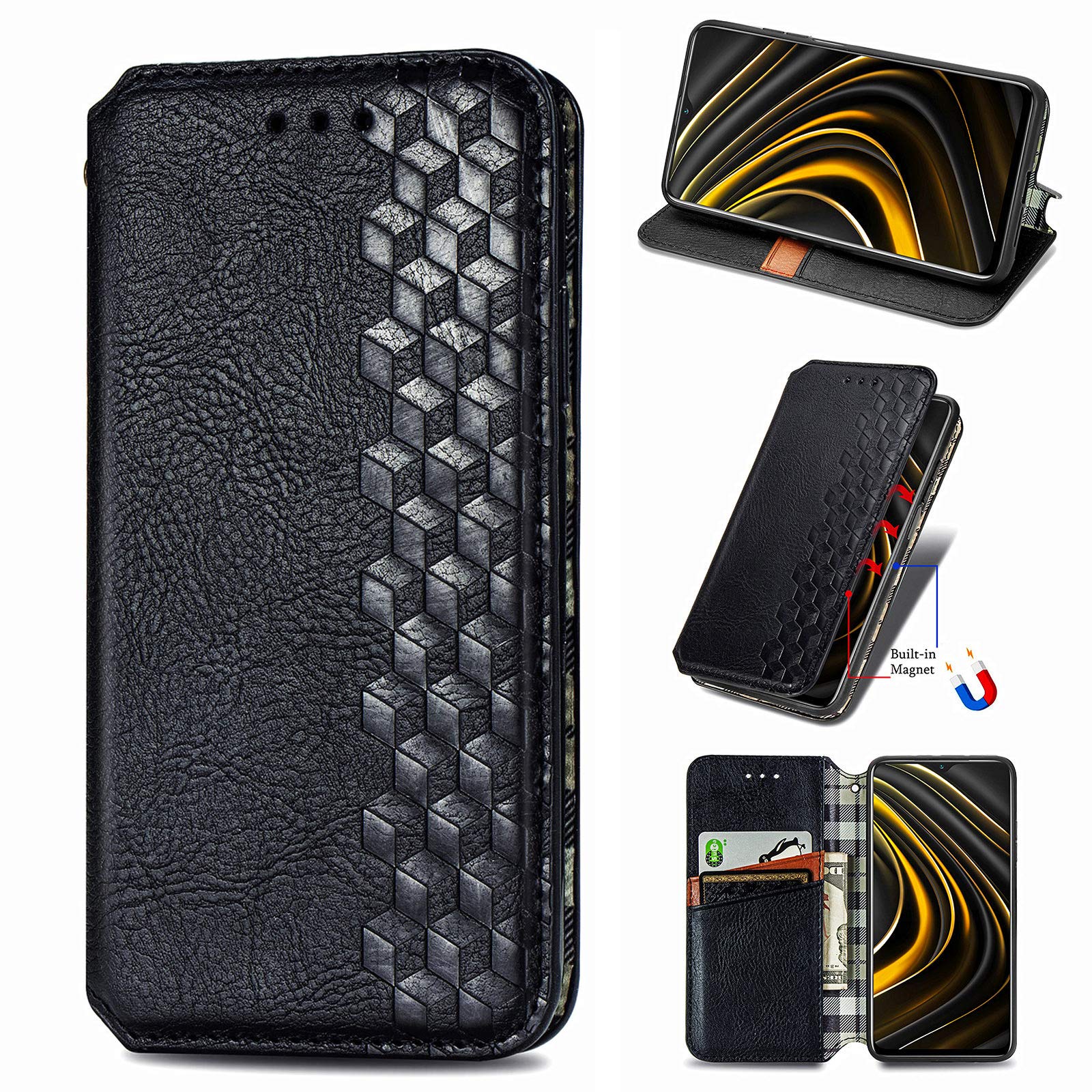 NEINEI Cover per Xiaomi Poco M4 Pro 4G,Flip Custodia in Pelle Premium Case con Slot per Schede,Supporto,Magnetica,PU/TPU Telefono Portafoglio Custodie-Blu