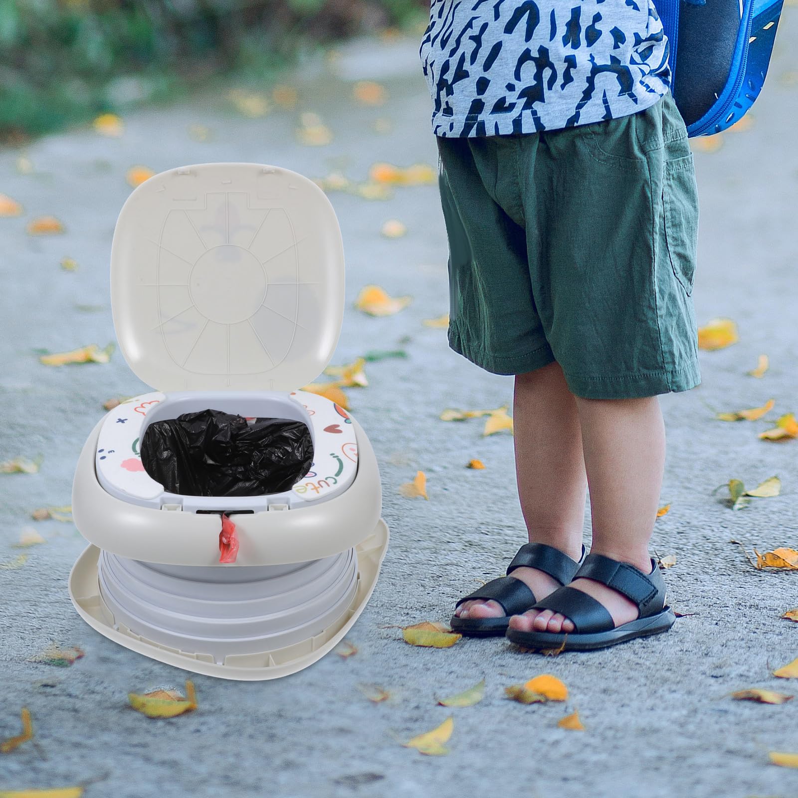Reise Töpfchen für Faltbar Tragbar Pp Kunststoff mit Aufbewahrungstasche für Kleinkinder Camping und Picknick bis 70kg Niedliche Form