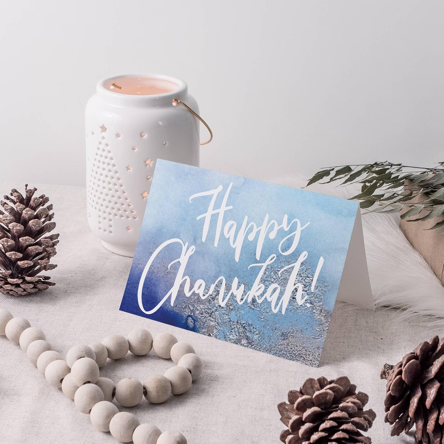 Ritzy Rose Happy Chanukah Cards – 24 Pack Modern Blue Hanukkah Greeting Cards with Envelopes, Blank Inside, Unique Jewish Holiday Stationery for Hanukkah, Chanukah, Hannukah, and Festival of Lights