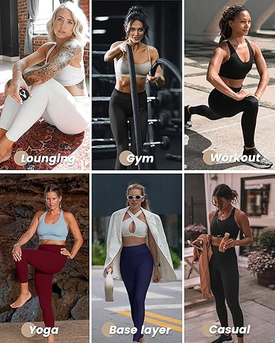 Miniatura 4 de NexiEpoch - Paquete de 4 leggings suaves para mujer, con bolsillos, control de abdomen y cintura alta, pantalones capri para yoga y ejercicio