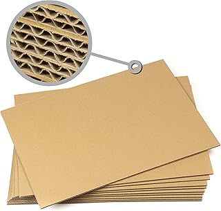 10 planchas de Cartón Corrugado A3 (420 x 297 mm), Laminas de cartón ondulado rígido 4 mm marrón kraft, para manualidades, refuerzo de sobres, cajitas, maquetas