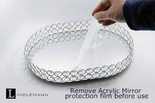 Miniatura 64 de Bandeja de tocador de cristal decorativa con espejo, bandejas de perfume para maquillaje, almacenamiento de cosméticos, organizador de Bandeja