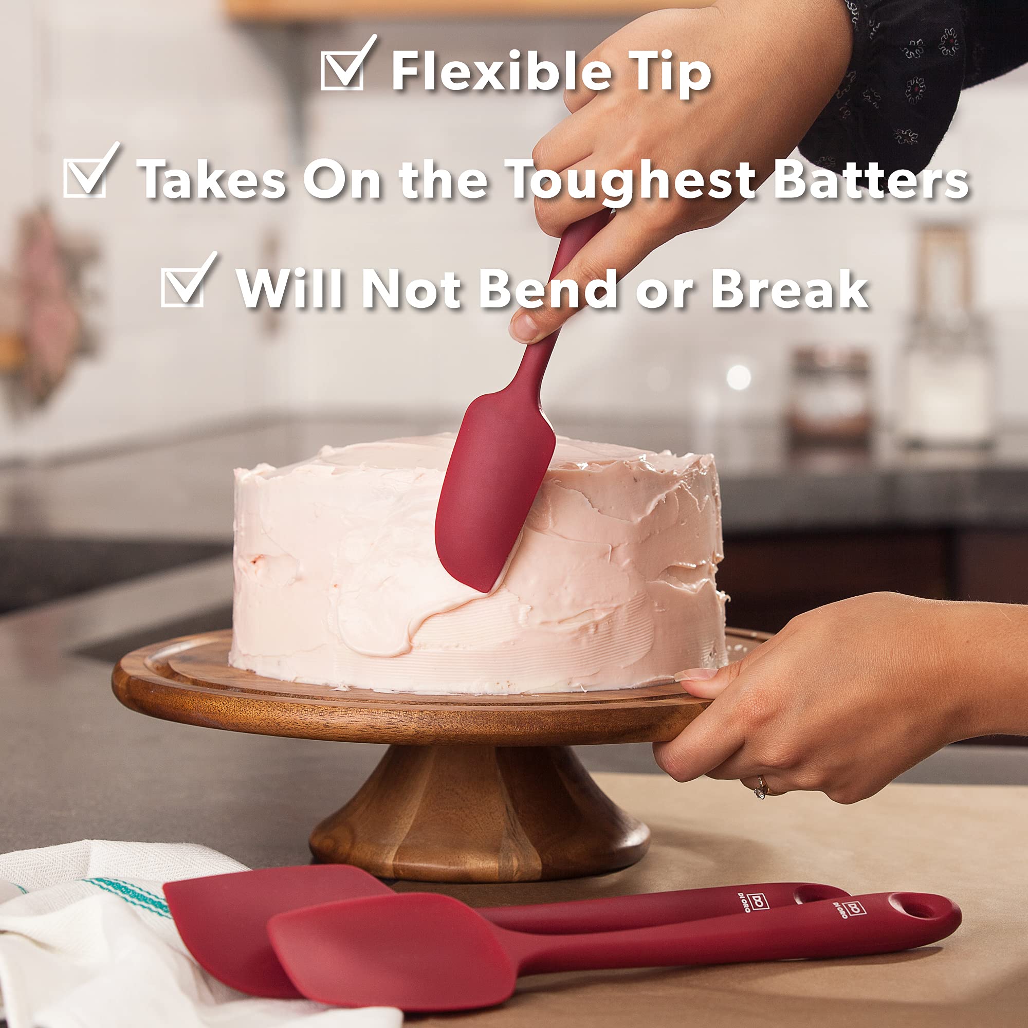 DI ORO 3 Piece Silicone Spatula Set NonScratch Rubber Scraper Spatulas for Nonstick Cookware