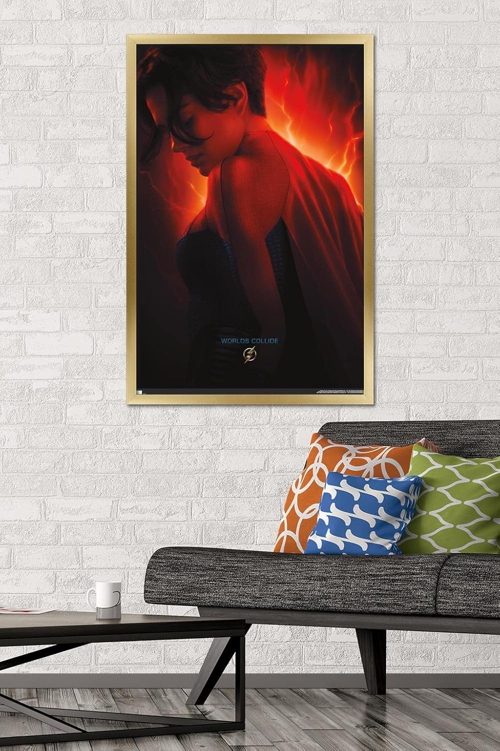 Trends International DC Comics Movie The Flash - Supergirl One Sheet Wall Poster, 34L x 22.4W, Gold Framed Version