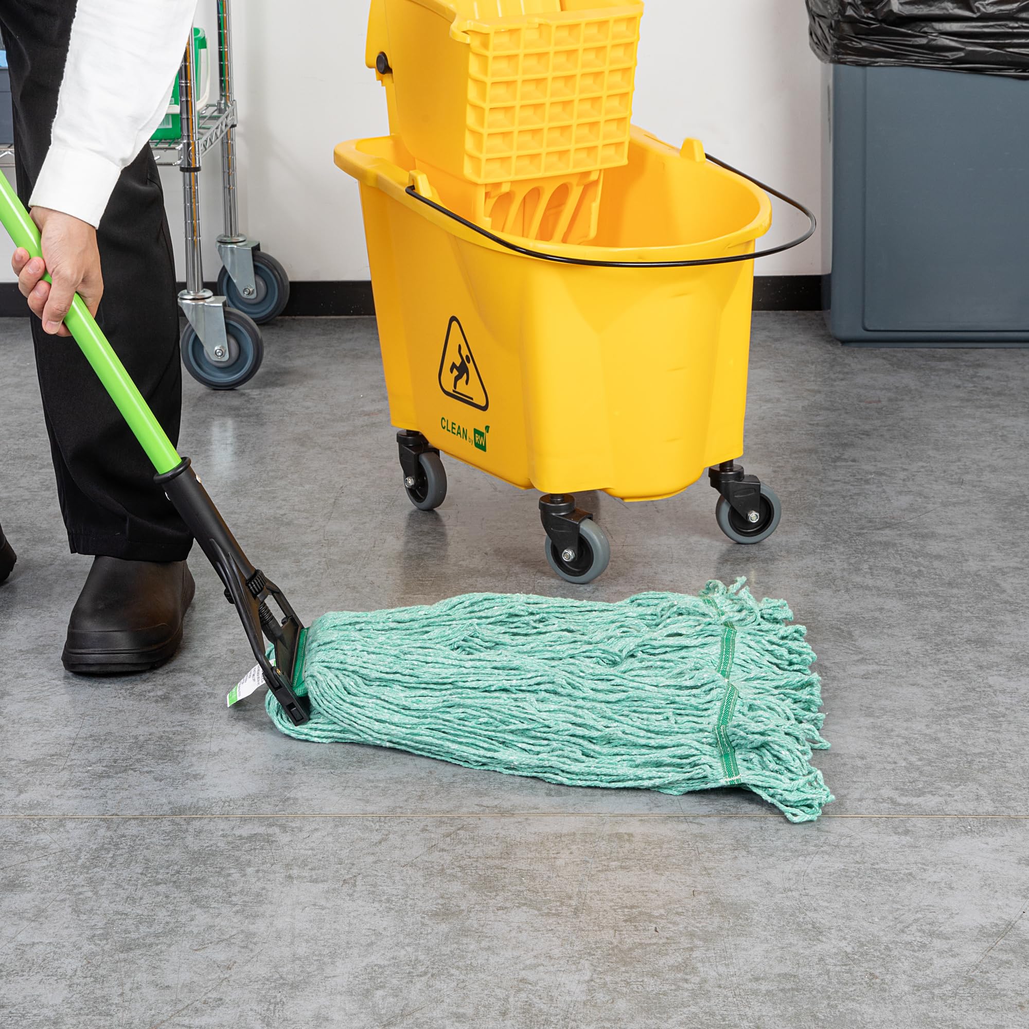 Restaurantware - Solo Cabezal de fregona: Clean tek Professional 907.2 g, 1 Cabezal de fregona con Extremo en Bucle, Mango se Vende por Separado, Diadema de 1.25 Pulgadas, Cabezal de fregona Verde de