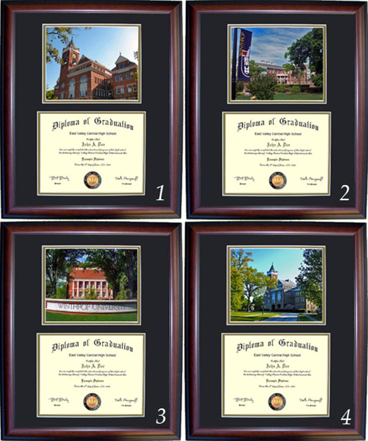 Winthrop Diploma Frame - Photo Option #2 - Walnut Frame