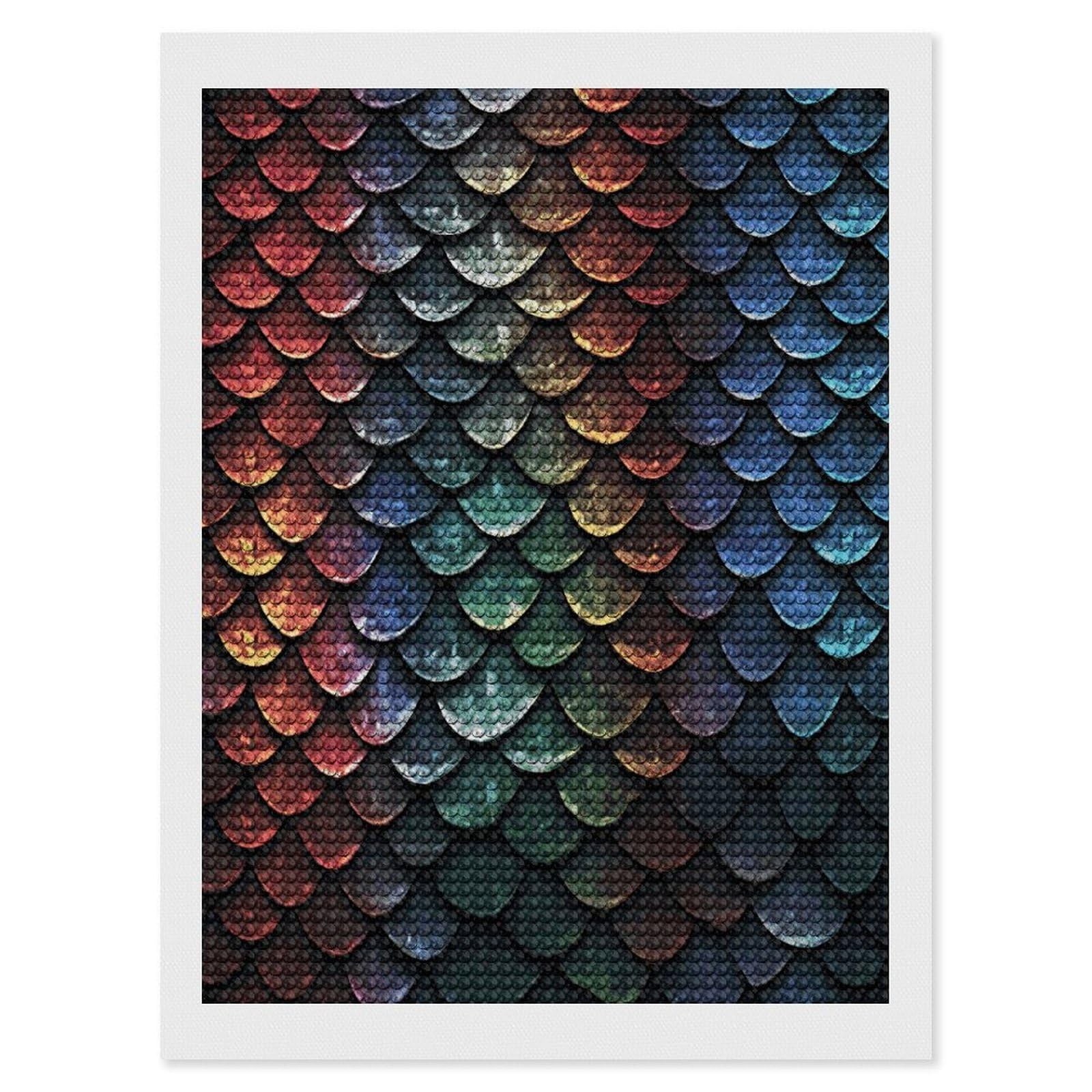 Dragon Scale Diamond Art Kits for Adult Round Full Drill Diamond Dots Paintings for Beginner Picture Art DIY Diamond Painting Kits 5D Diamond Art Painting for Home Wall Decor 12"x16"