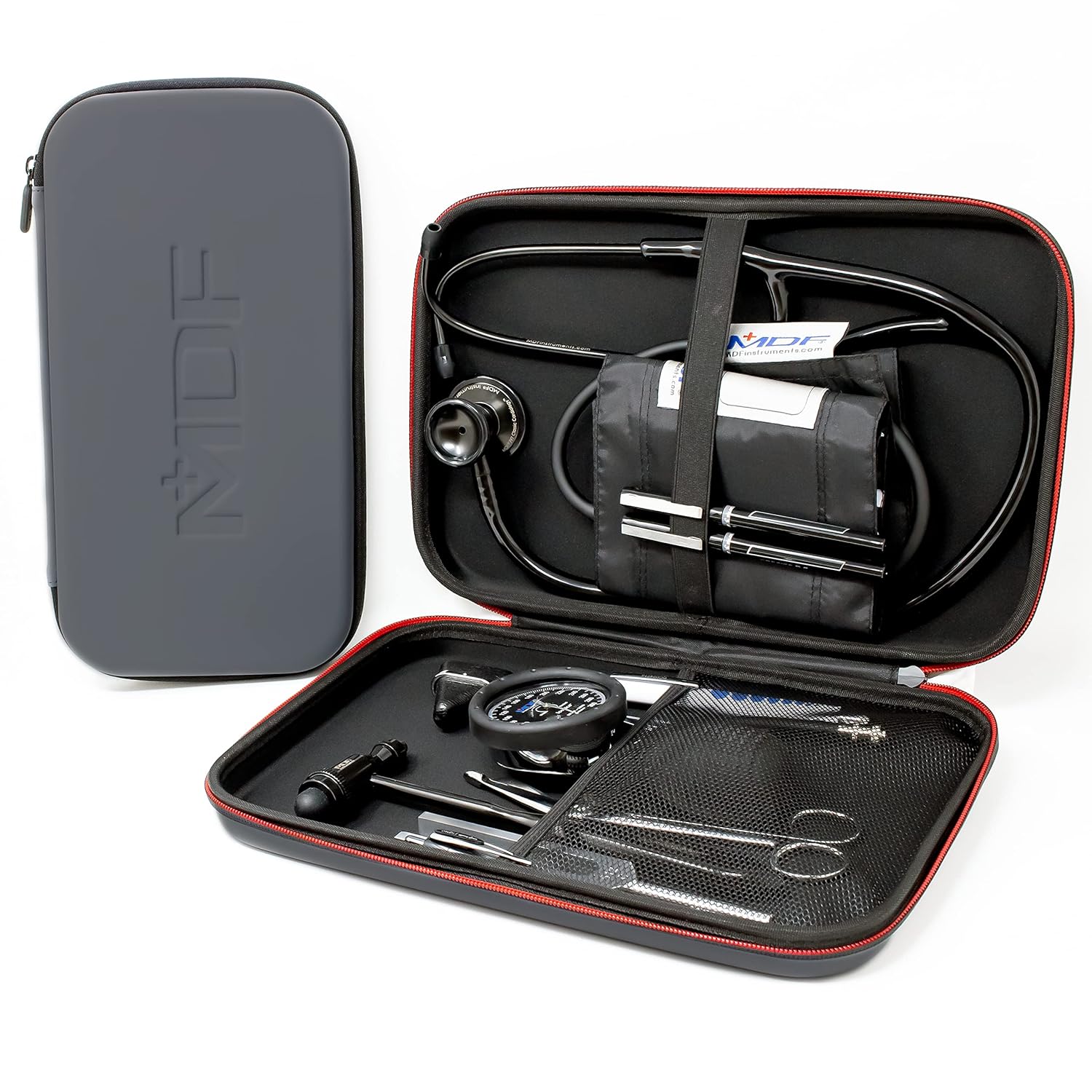 MDF Instruments, Hard Case for Classic Cardiology, MD One® & Acoustica® Stethoscopes, Reflex Hammers, Sphygmomanometers, Penlights - Mesh Pocket for Doctor & Nurse Accessories - Large (MDFSCL12)