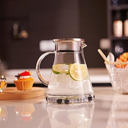 Miniatura 8 de CNGLASS Tetera de vidrio de 40 oz40.6 fl oz, segura para estufa, hervidor de té transparente de un solo toque, juego de té de hojas florecientes y