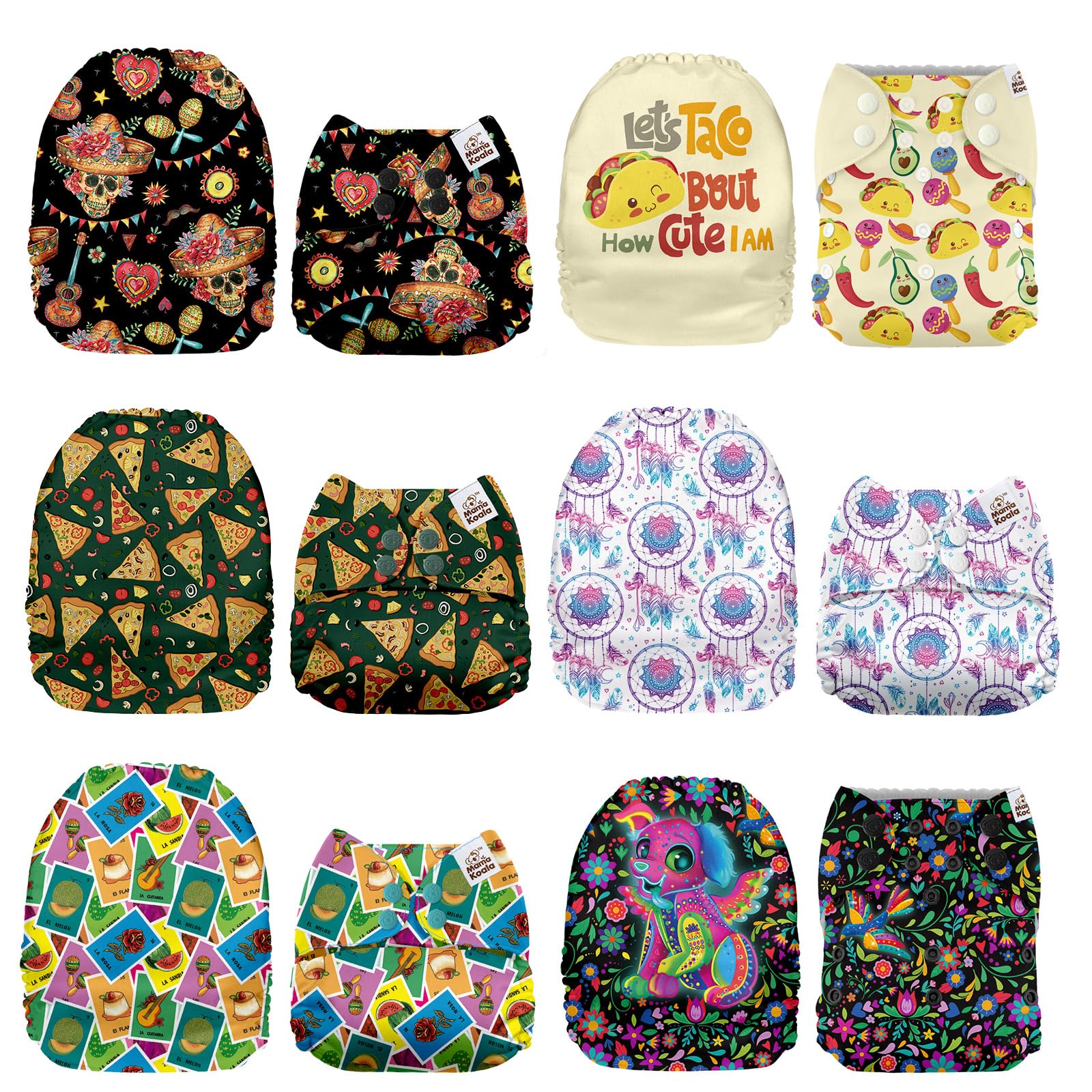 Mama Koala 1.0 Cloth Diapers for Babies, 6 Pack Pocket Shell Only (NO Inserts) - One Size Washable and Reusable Pocket Diapers for Newborns and Toddlers - 160028