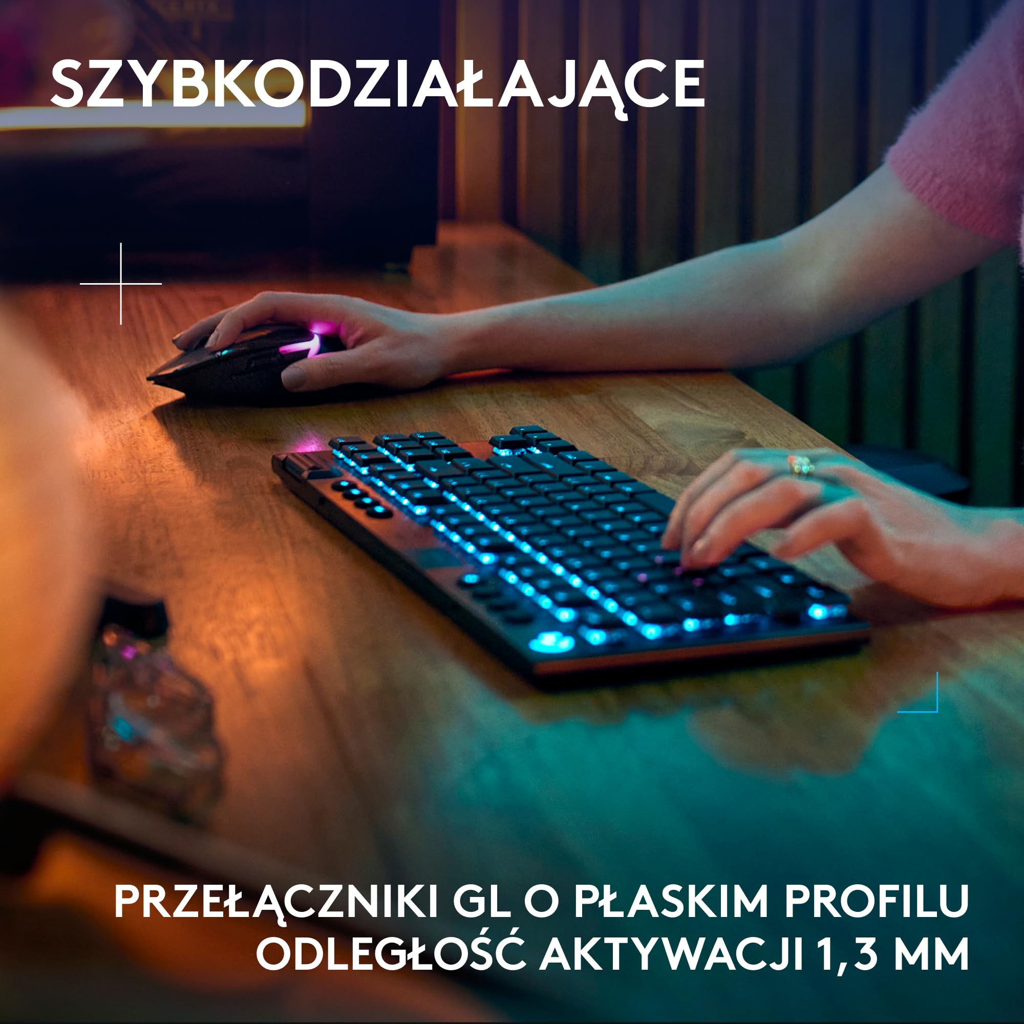 Logitech G G915 X, o płaskim profilu, z technologią LIGHTSPEED, podwójne nakładki na klawisze z PBT, aluminiowe wykończenie, brązowe przełączniki sprężynujące GL Brown, QWERTY US INT'L - Czarny