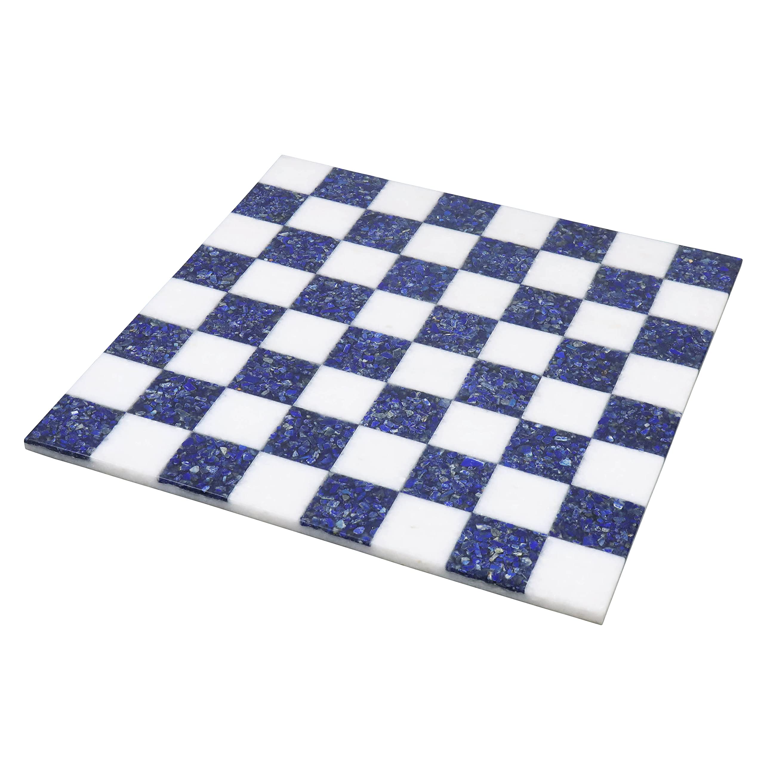 Royal Chess Mall15'' Borderless Marble Stone Luxury Chess Board - Lapis Lazuli Blue and White
