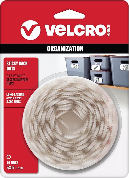 VELCRO Brand - Sticky Back Hook and Loop Fasteners | Perfect for Home or Office | 5/8in Coins | White, 75Pk