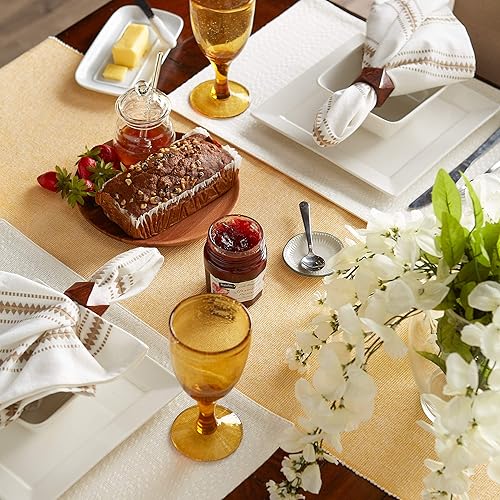 Miniatura 5 de DII Camino de mesa ecológico de la colección acanalada fina, 13 x 72 pulgadas, oro miel