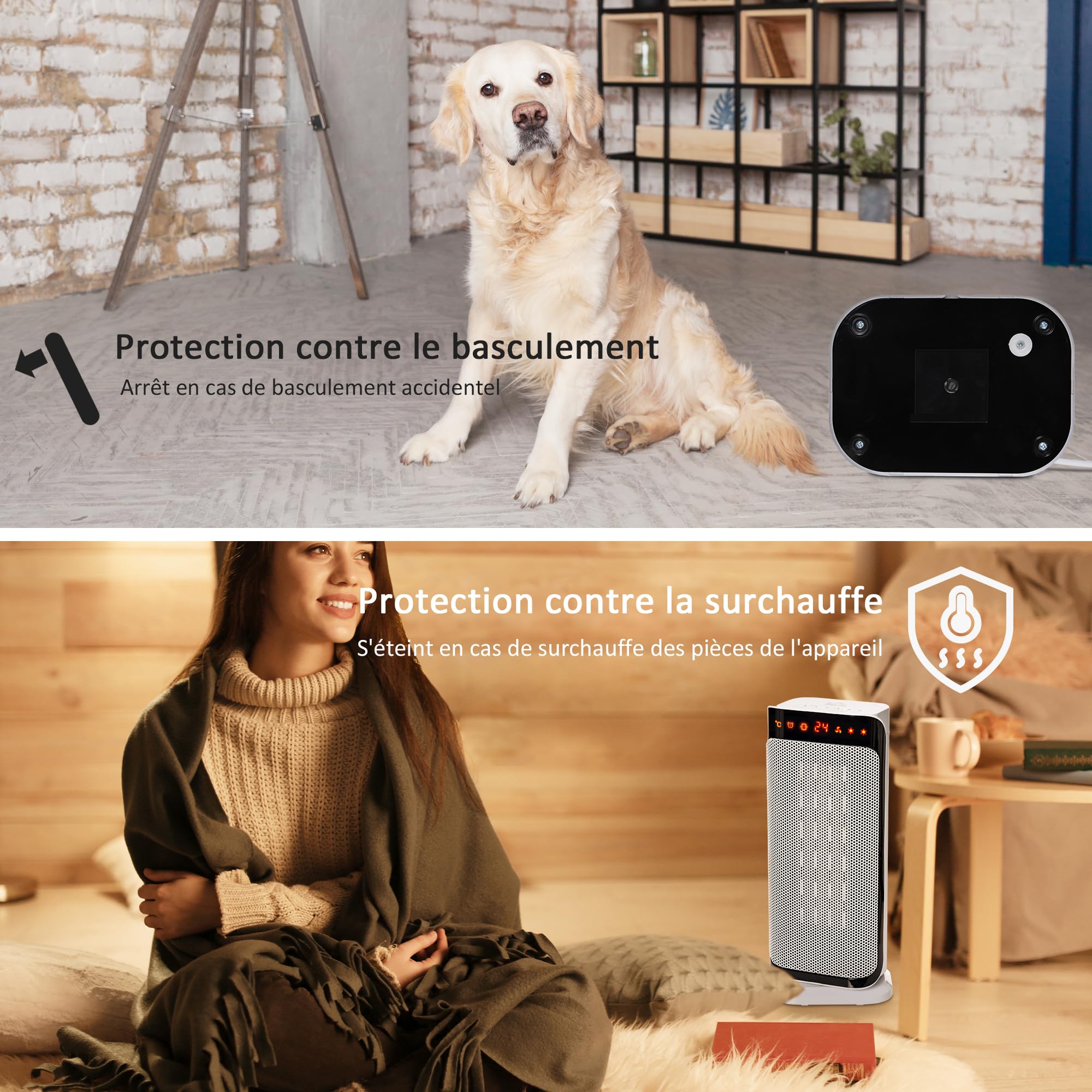 HOMCOM Infraroodverwarming 400 W met instelbare thermostaat