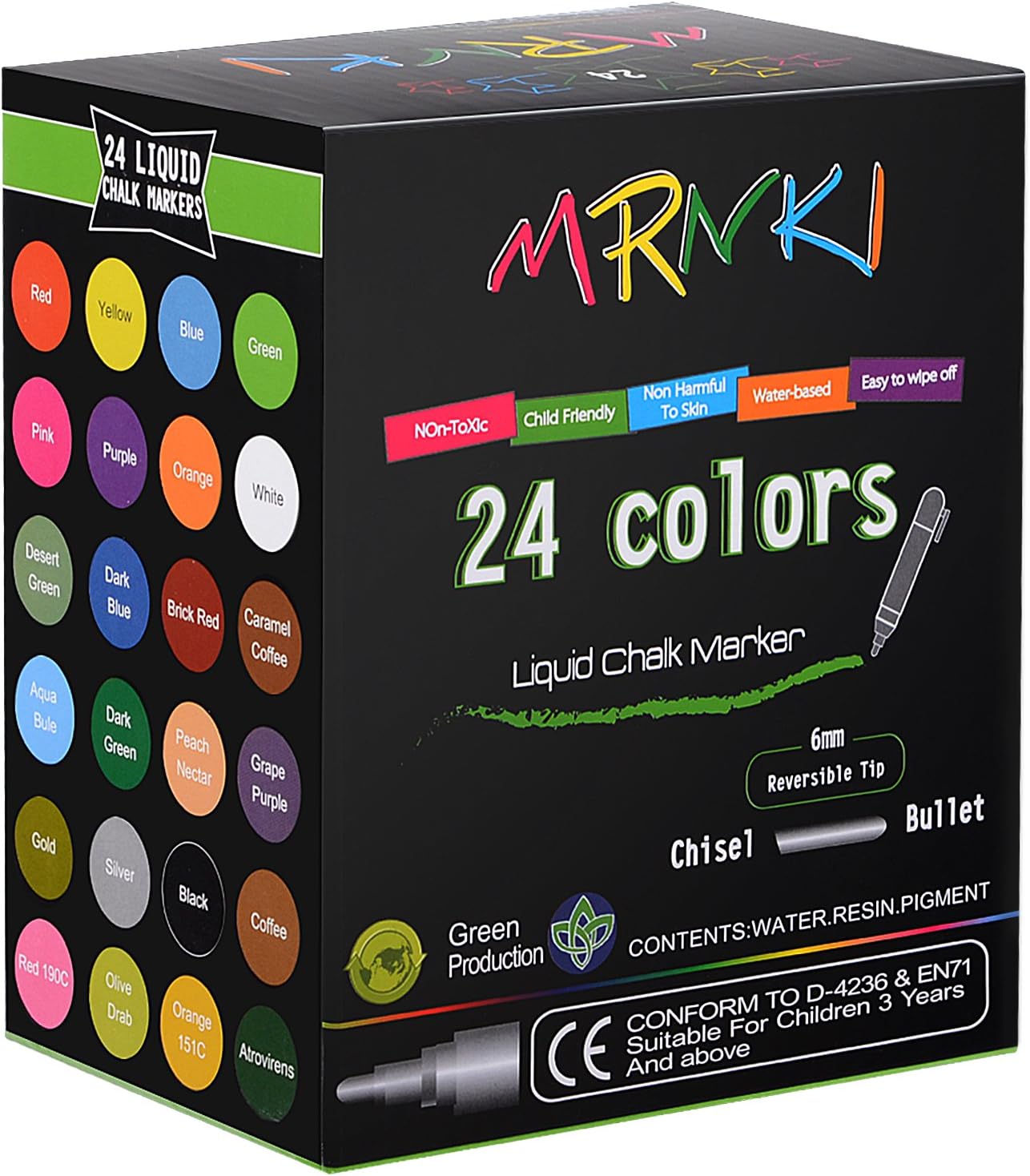 Liquid Chalk Markers 24 Color Branch Erasable Chalk Marker for with Smooth Boards and More
