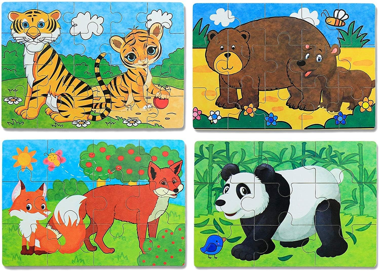 BBLIKE Giocattolo puzzle in legno per bambini, 4 diversi livelli di difficoltà, 9 pezzi, 12 pezzi, 15 pezzi, 20 pezzi, giocattolo educativo perfetto per ragazzi e ragazze di 2 anni + (Panda)
