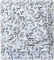 Vista 18 de Mooreeke Cómodo juego de sábanas de tamaño individual, floral, de microfibra, estampado, suave y transpirable, azul y beige, bajera ajustada que