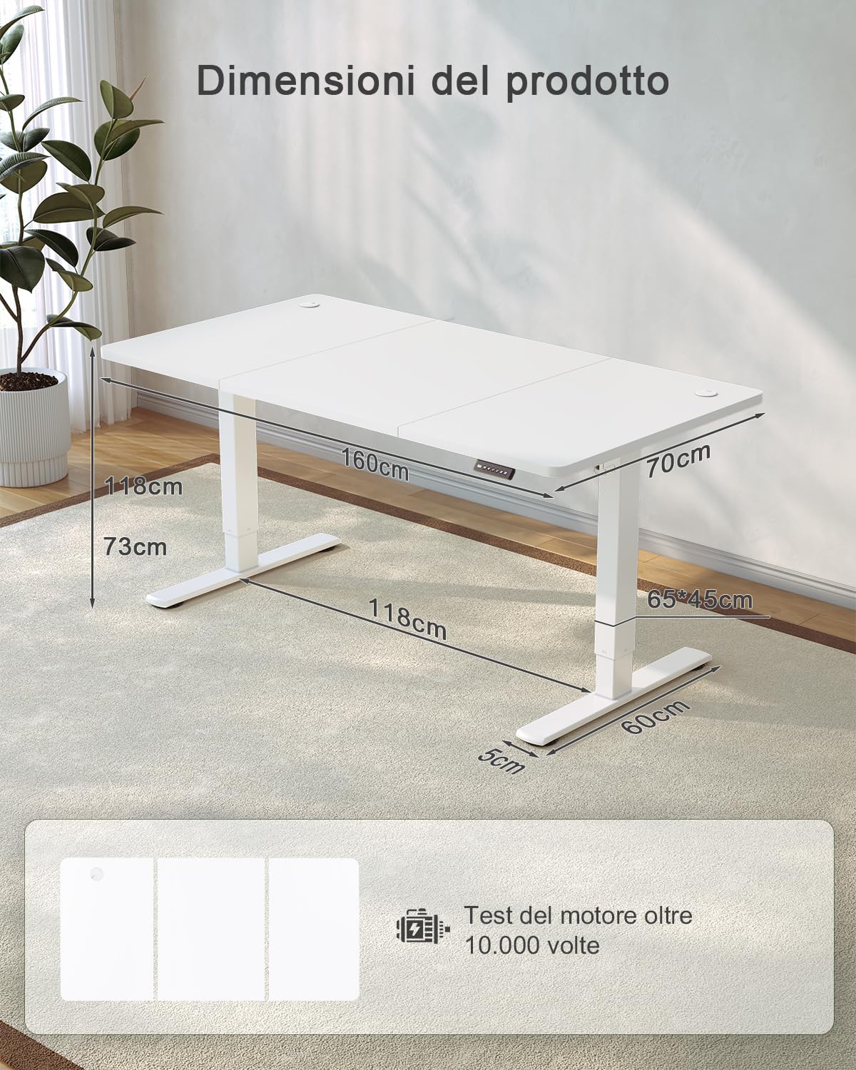 JUMMICO Scrivania Regolabile in Altezza, Scrivania Regolabile Elettrica con Smart Panel da caricatore USB, Scrivania in Piedi con Funzioni di Memoria, Standing Desk 160 x 70 cm, Bianco