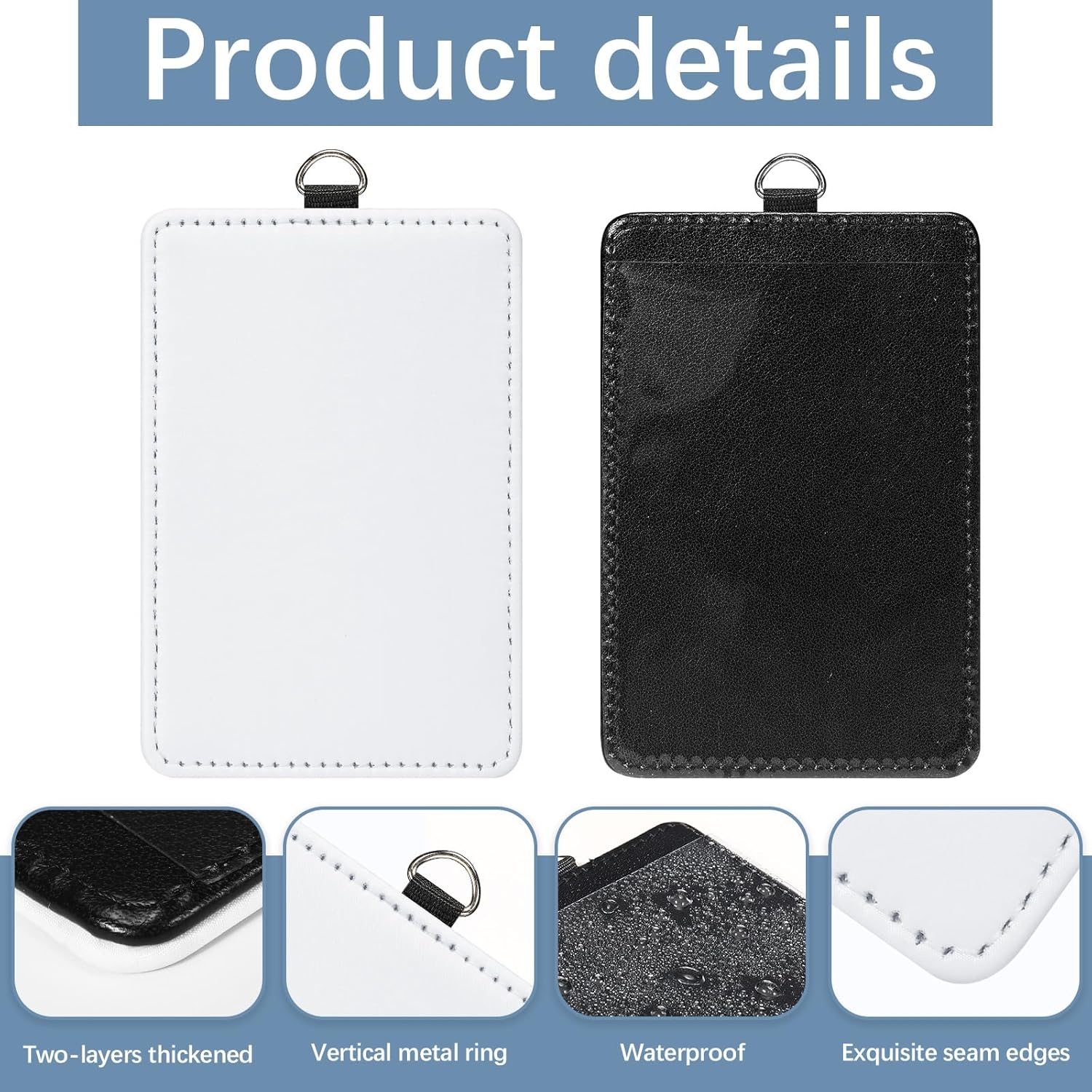 14pcs Sublimation id Badge Holder Blanks Bulk Heat Transfer Print Waterproof Name Tags Blank pu Leather ID Card Sublimation Card Holder