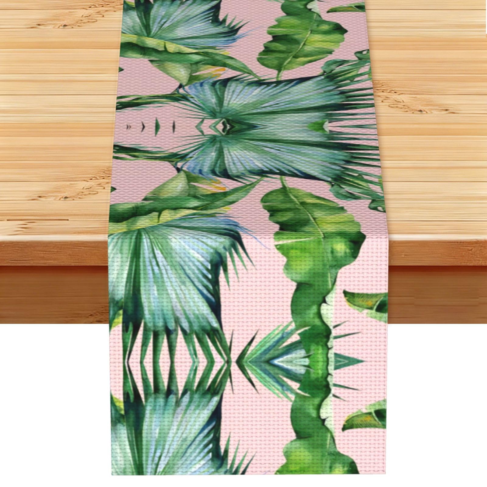 Fresh banana leaves Linen Feel Table Runner Wedding Party Home Decoration