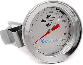 Lantelme 2327 friteuses en acier inoxydable - huile - graisse thermomètre bimétallique 300C et analogiques. Avec porte-pince