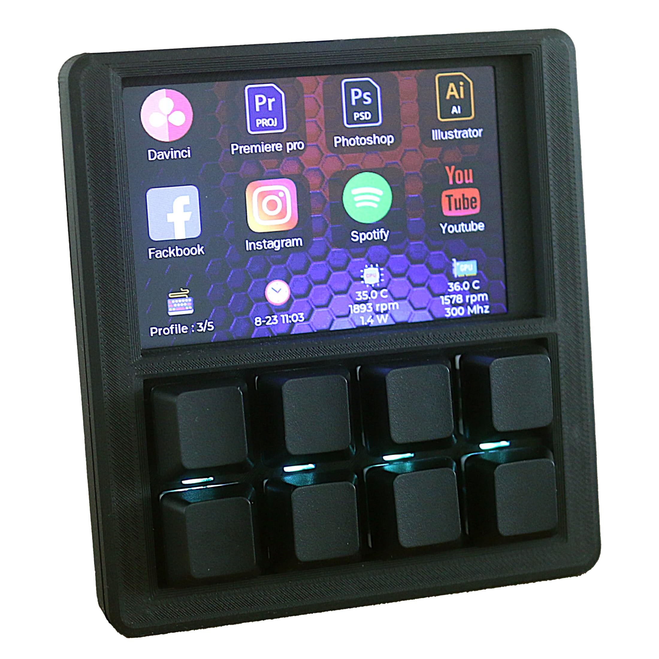 Amazon | EezBotFun 8キーマクロパッド、3.5インチLCDディスプレイ