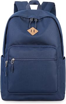 Lohol Classic Backpack for School Travel College, Durable Water Resistant Bookbag Navy
