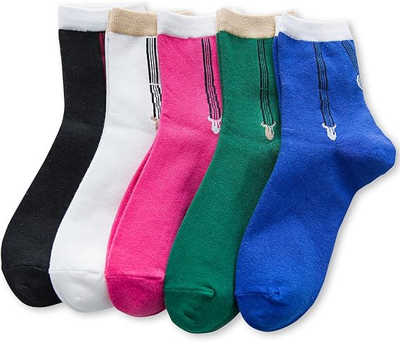 Amazon 女性 靴下 パターン化された 新規性 コットン 靴下 ファスナー ソックス 21 25cm 5足組 靴下 通販