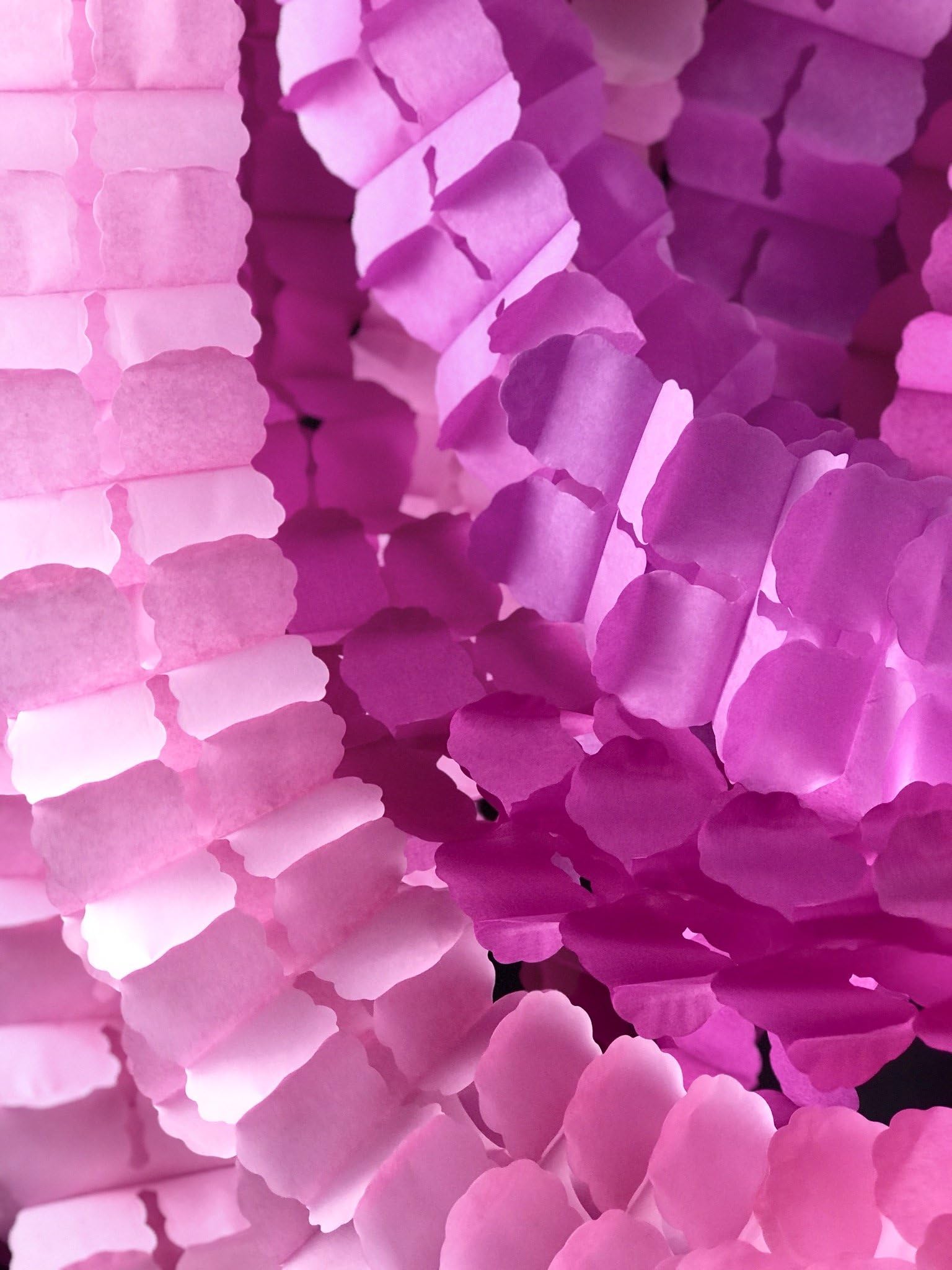 Hanging Garland Four-Leaf Tissue Paper Flower Garland Reusable Party Streamers for Party Wedding Decorations, 11.81 Feet/3.6M Each, Pack of 6 (Pink Set 6PC)