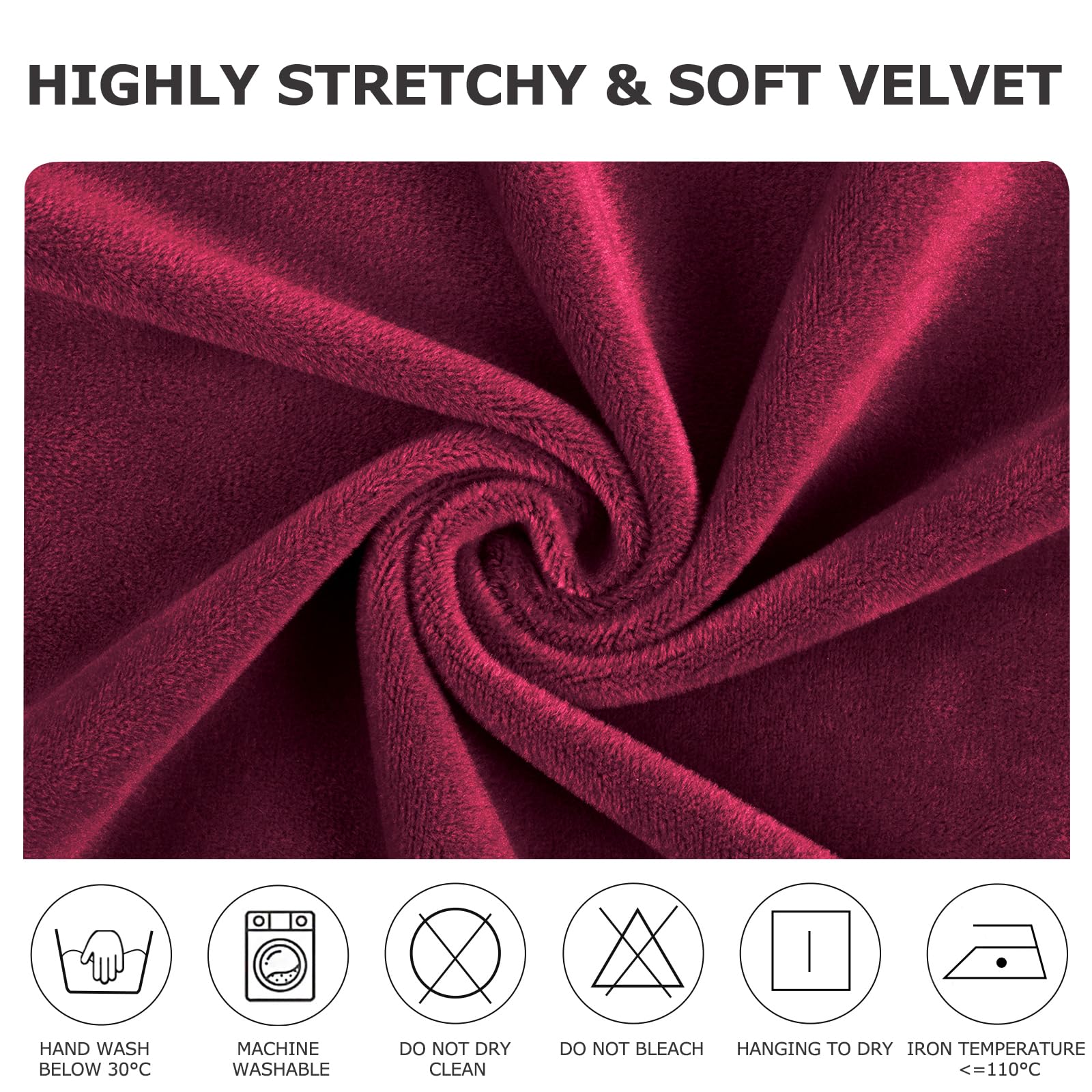 Alishomtll Dining Chair Covers Set of 4 Stretch Velvet Chair Covers for Dining Chairs Elastic Removable Chair Slipcovers Reusable Washable Chair Protector for Hotel Banquet Ceremony (Wine Red - Image 4