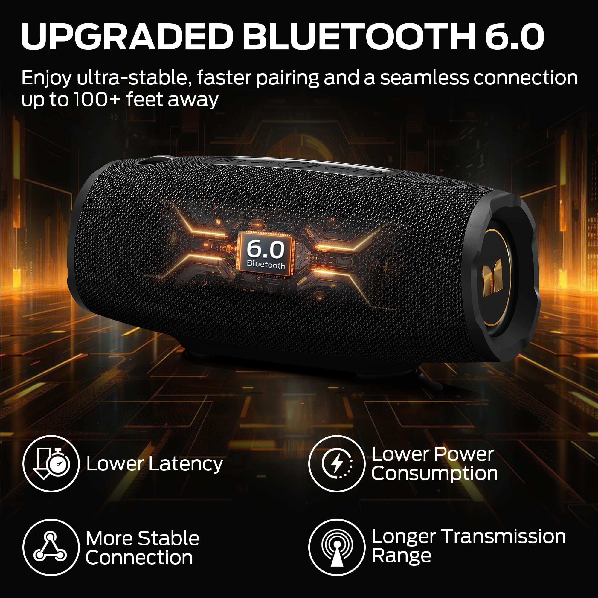 Monster S380 Bluetooth Speaker, Portable Speaker with 40W Stereo Sound, Bluetooth 6.0, 20H Playtime, TWS Pairing, Support AUX/TF Card, IPX6 Waterproof Wireless Speaker for Home, Travel, Outdoor - 3