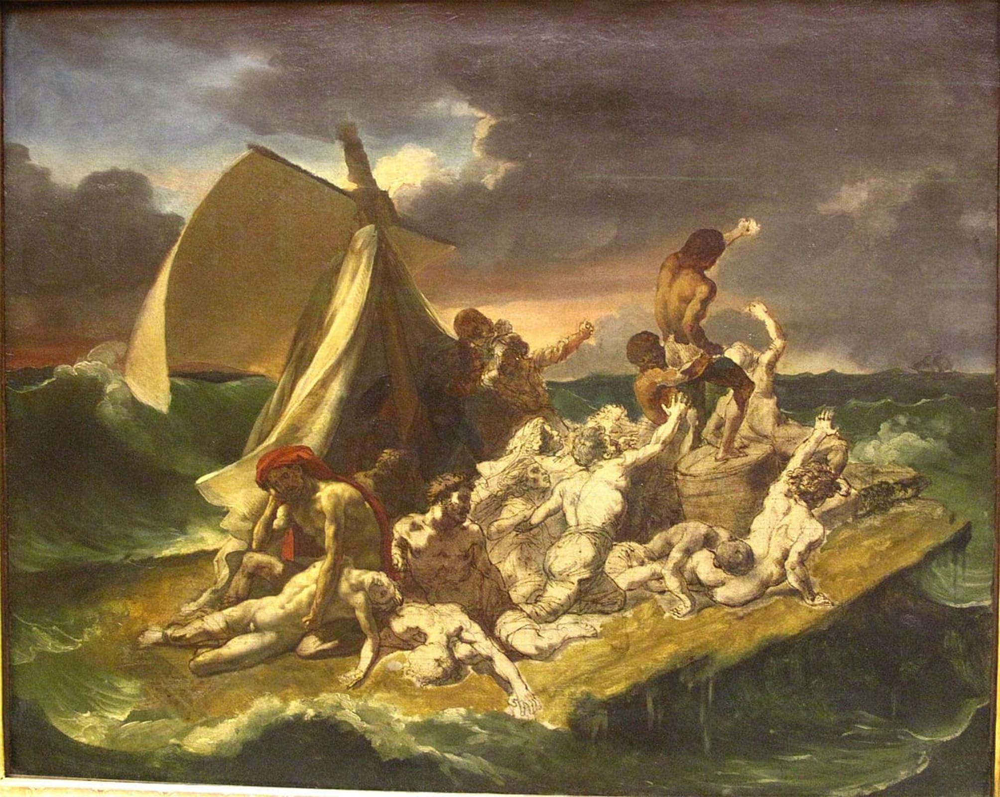 SERENDIPITP Retro Picture Poster Wall Art Pictures Painting Sketch of the Raft of the by Theodore Gericault Wall Art Canvas Print for Wall Decor 60x90cm