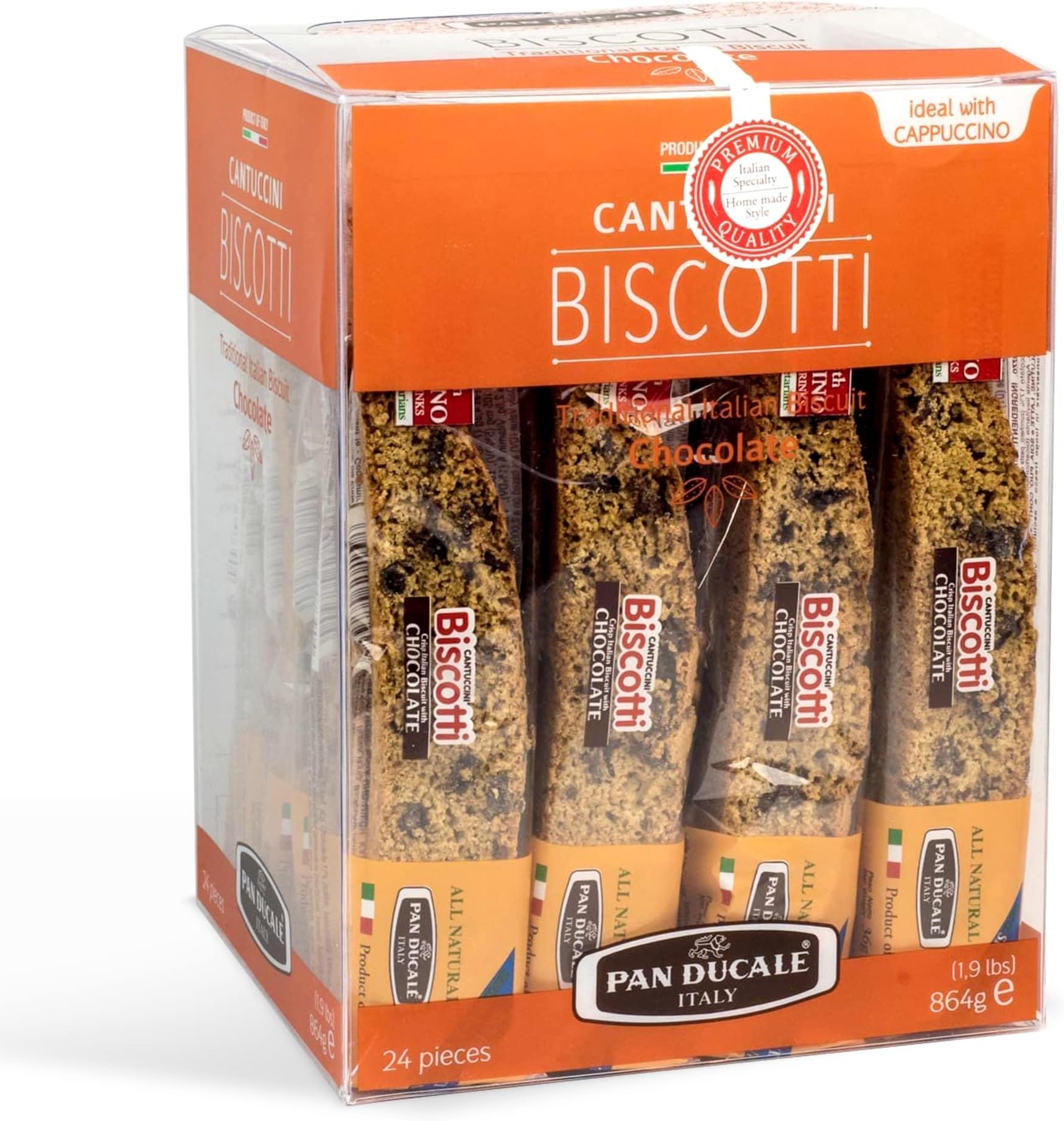Biscotti/ Cantuccini Chocolate Chip Biscotti x 24 x 36grams Individually Wrapped