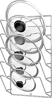 Simple Houseware Wall Door Mounted Pot Lid Rack, Chrome Finish
