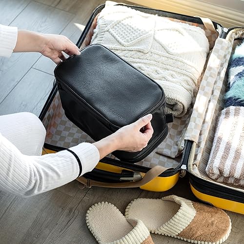 Miniatura 8 de Elviros - Bolsa de aseo de viaje para hombre, gran kit de afeitado Dopp resistente al agua, organizador de artículos de baño, bolsas cosméticas de