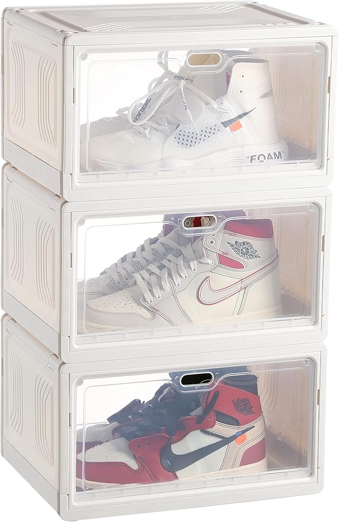 SALE／71%OFF】 シューズボックス クリア 組立て式 蓋が磁石開閉式 積み重ね可能 ゴールド993 vazquezauto.com.ar