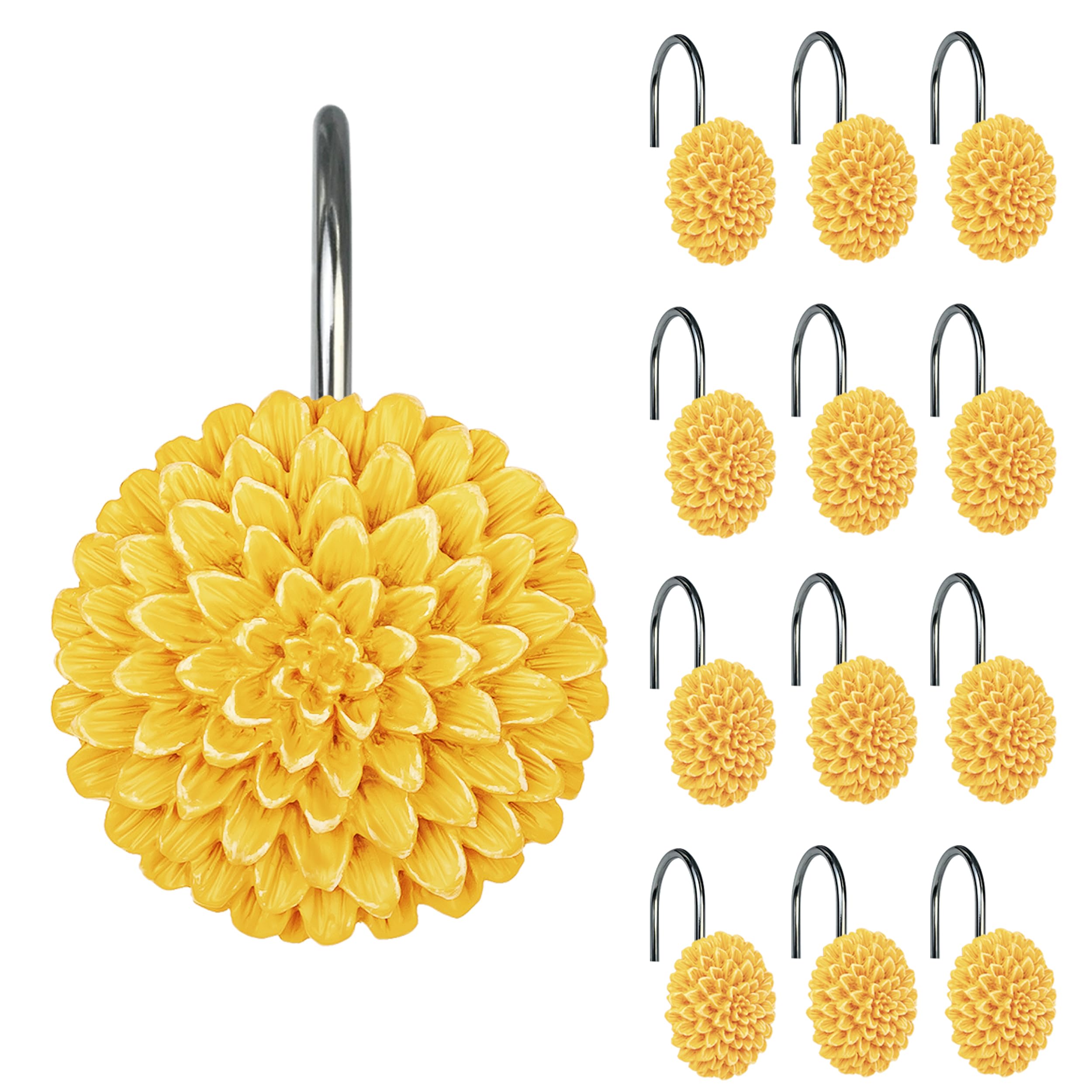 Crochets de rideau de douche dahlia Sunlit pour rafraîchir votre décoration de bain