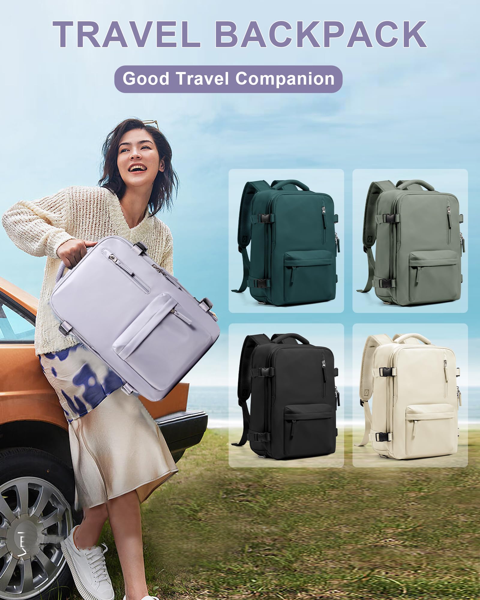 BJLFS Borse da Cabina per Ryanair 40×20×25 Zaino da Viaggio con Sottovuoto Bagaglio a Mano Easyjet 45×36×20,Zaino con sistema di compressione,Zaino Casual per laptop da 14 pollici per scuola