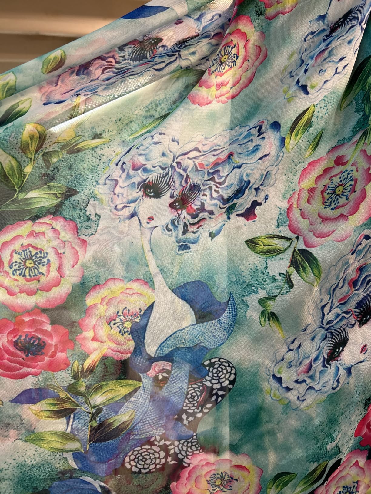Afibi Women's Floral Maxi Skirt - Chiffon, High Waisted, Beach Summer Skirt In White Blue, XX-Large - View #11