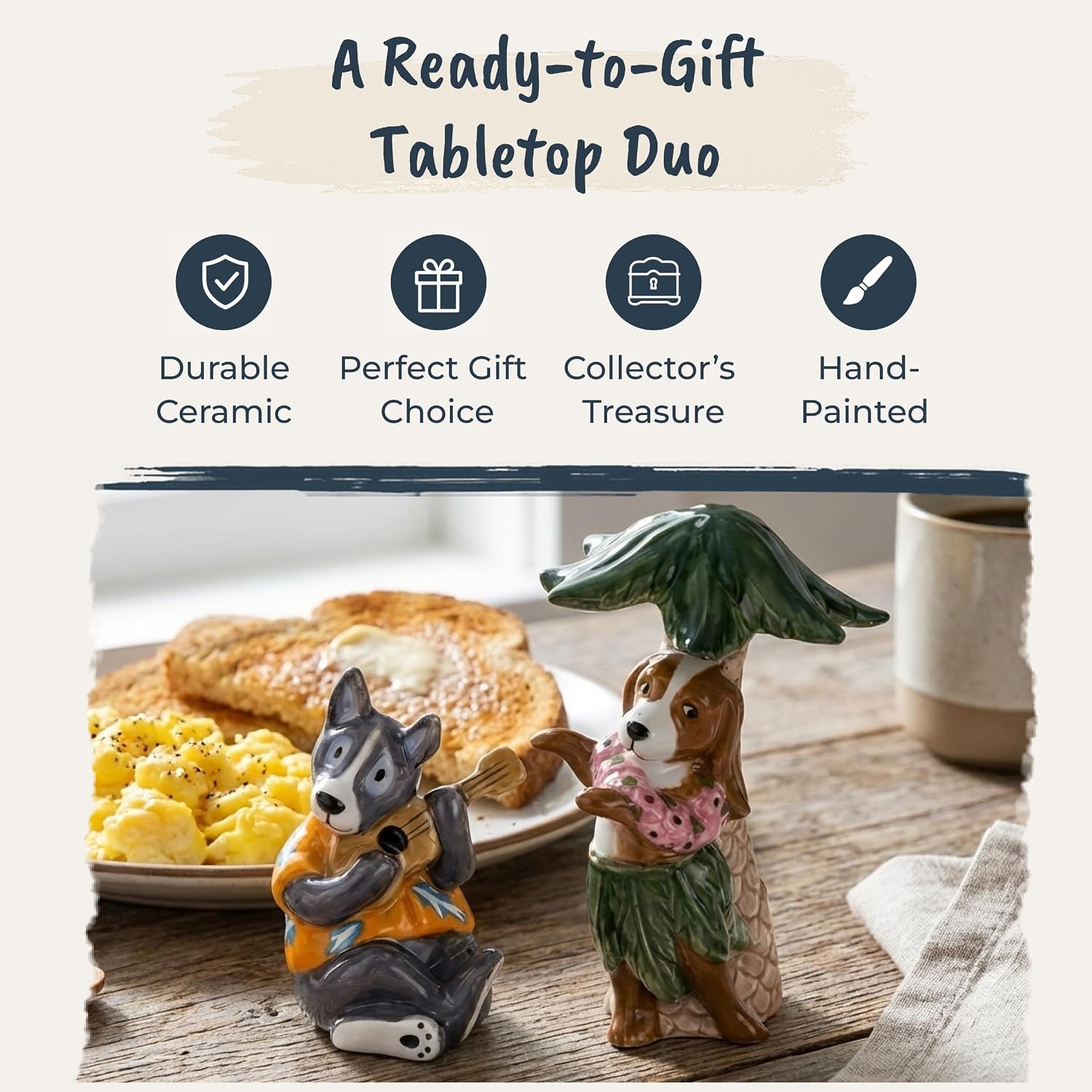 Blue Sky Ceramics Dog Salt & Pepper Set, Multi (18221)