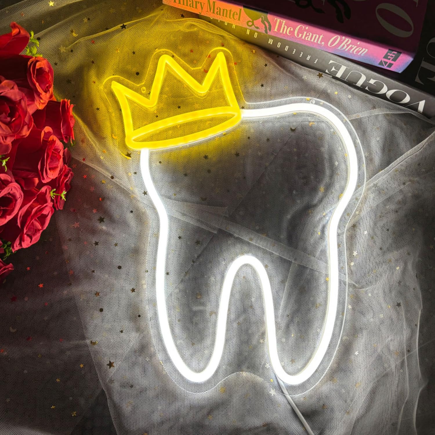 Tooth Neon Sign with Crown LED Neon Sign Tooth Decor Dental Office Light Dentist Accessories Decoration,LED Neon Signs for Dentistry Wall Decor Business Sign Gift,35x27CM - Image 3